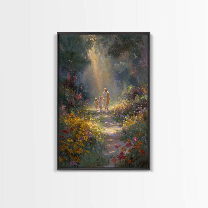 Garden Of Peace - Framed Canvas Print - Christian Wall Art - Jesus Painting - Christian Art Canvas - Christian Gift - Christmas Art