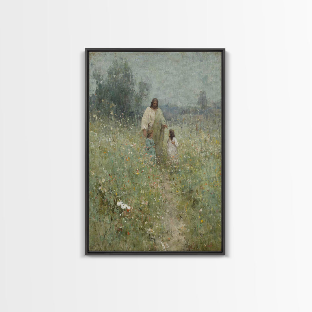 Fields Of Grace , Framed Canvas Print, Christian Art Canvas, Christian Wall Art, Jesus Painting, Christian Gift Ideas, Christian Christmas