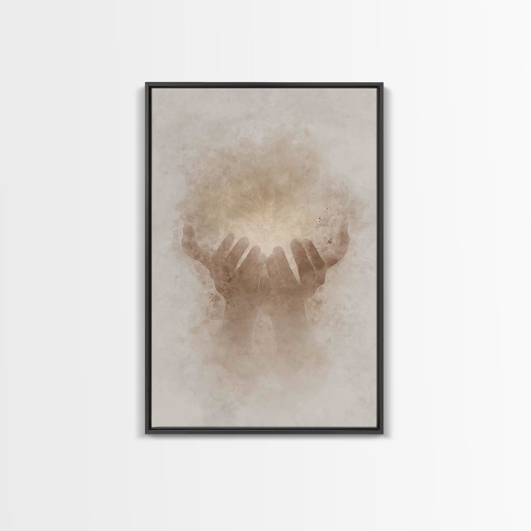 Grace In Hands – Framed Canvas Print – Christian Wall Art – Christian Art Canvas – Minimalist Christian Art – Christian Gift – Subtle Chris