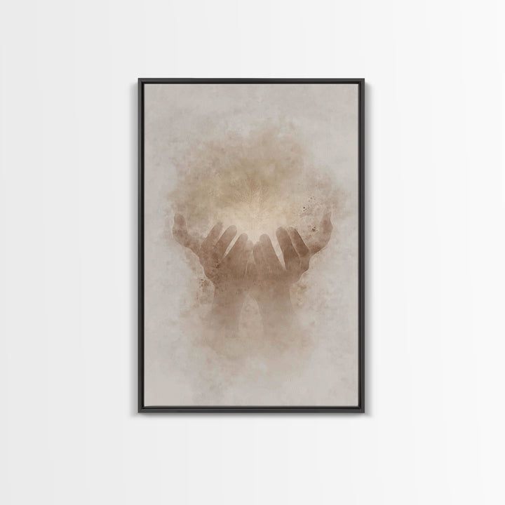 Grace In Hands – Framed Canvas Print – Christian Wall Art – Christian Art Canvas – Minimalist Christian Art – Christian Gift – Subtle Chris