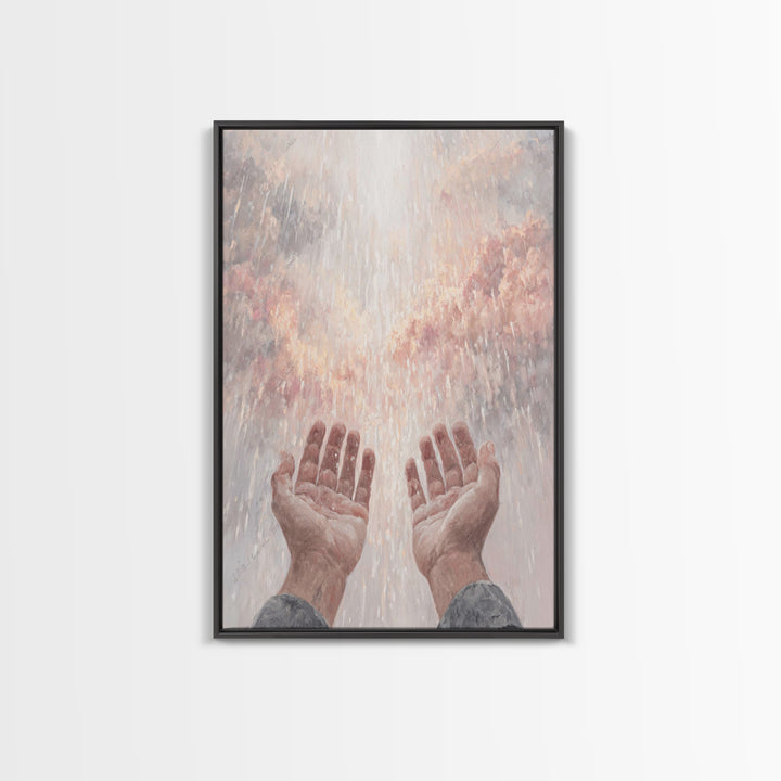 Heaven’s Rain , Framed Canvas Print, Christian Wall Art, Christian Art Canvas, Christian Painting, Christian Gift, Large Christian Art