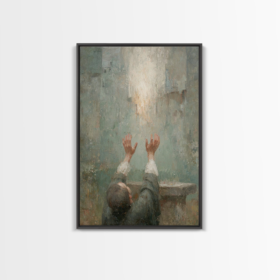 Reaching Light , Framed Canvas Print, Christian Art Canvas, Christian Wall Art, Christian Art, Abstract Christian Art, Christian Gift