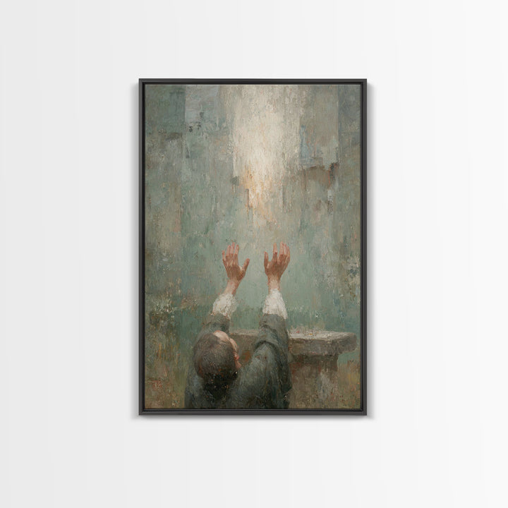 Reaching Light , Framed Canvas Print, Christian Art Canvas, Christian Wall Art, Christian Art, Abstract Christian Art, Christian Gift