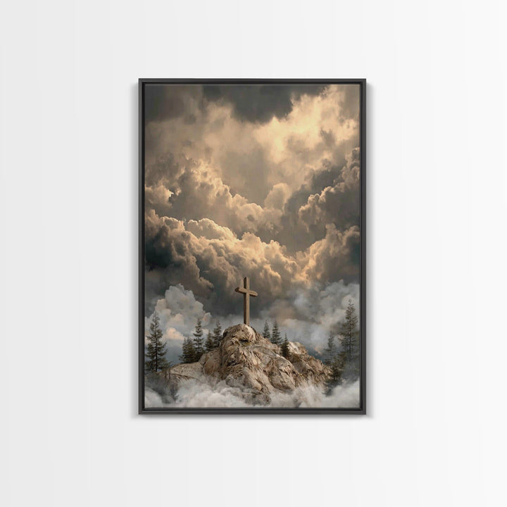 Light Over Zion – Framed Canvas Print – Christian Wall Art – Christian Art Work – Subtle Christian Paintings – Moody Christmas Art – Christ