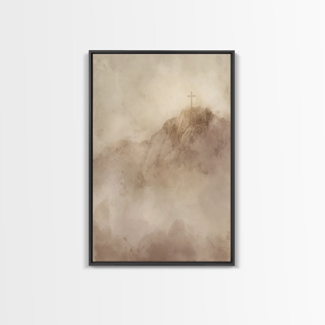 Cross Of Dawn – Framed Canvas Print – Christian Wall Art – Christian Art Canvas – Vintage Christian Art – Christmas Wall Art – Christian Ch