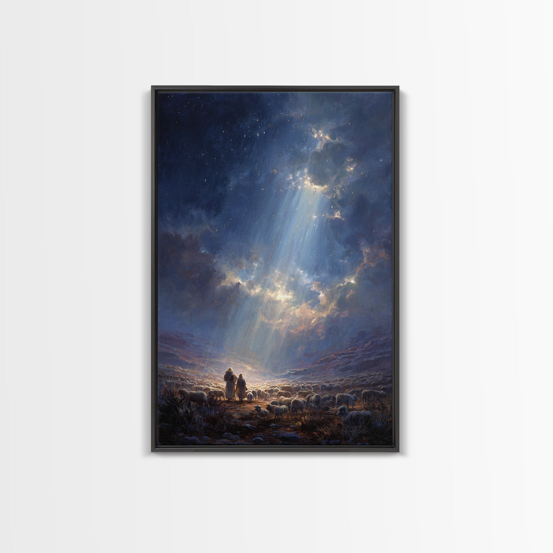 Heaven’s Radiance – Framed Canvas Print – Christian Wall Art – Christian Christmas Art – Large Christian Painting – Christmas Art Prints –