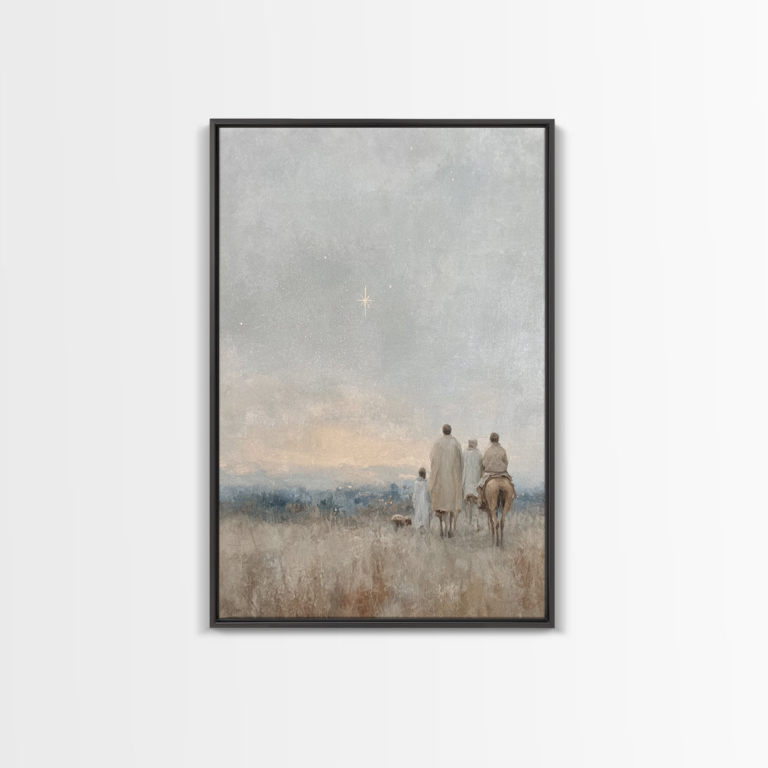 Following The Star, Framed Canvas Print, Christian Wall Art, Christmas Art, Christian Art Canvas, Framed Christmas Art, Christian Christmas
