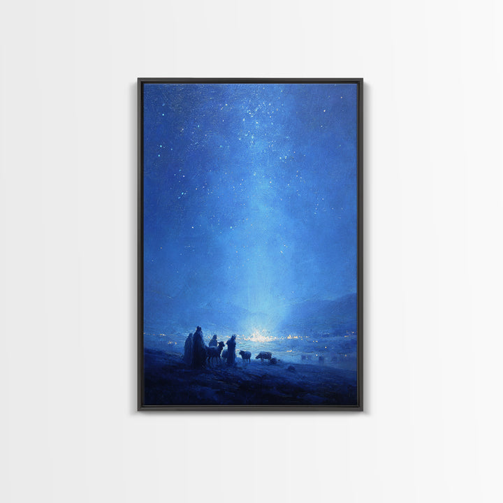Bethlehem Blue – Framed Canvas Print – Christian Wall Art – Christian Christmas Art – Christmas Canvas Wall Art – Blue Christian Art – Chri