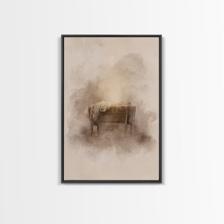 Silent Manger – Framed Canvas Print – Christian Wall Art – Christian Art Canvas – Christmas Art – Subtle Christian Art – Christian Decorati