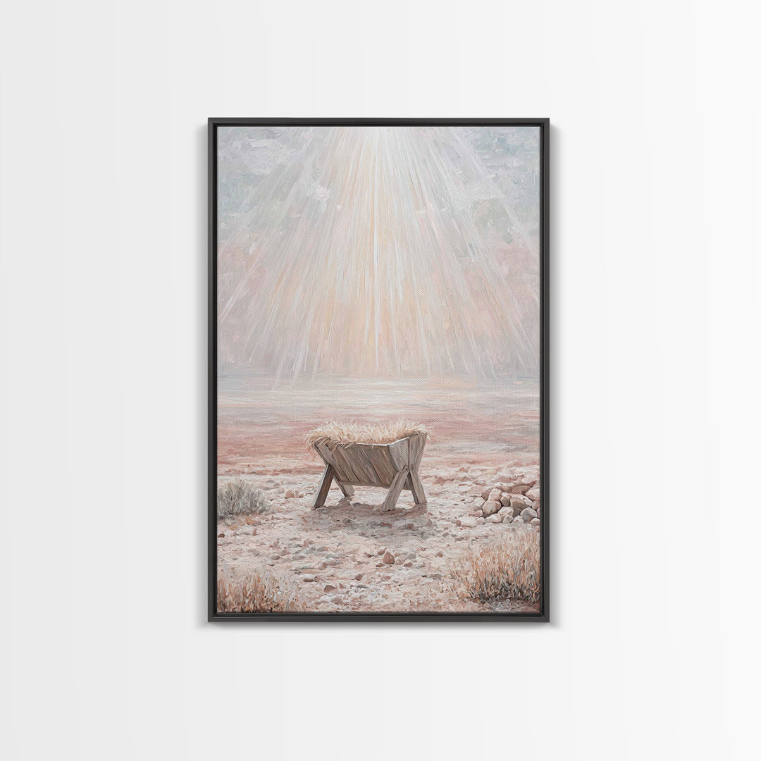 Glory In The Manger | Framed Canvas Print | Christian Wall Art | Christian Art Canvas | Christmas Art | Modern Christian Art | Christian De