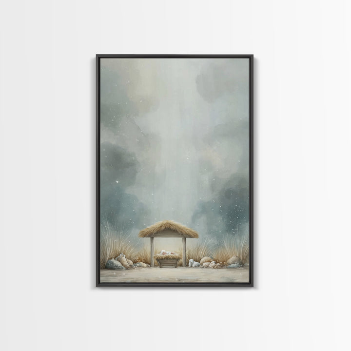 Heavenly Manger Light – Framed Canvas Print – Christian Wall Art – Christian Art Canvas – Christmas Art – Christian Decor – Jesus Art