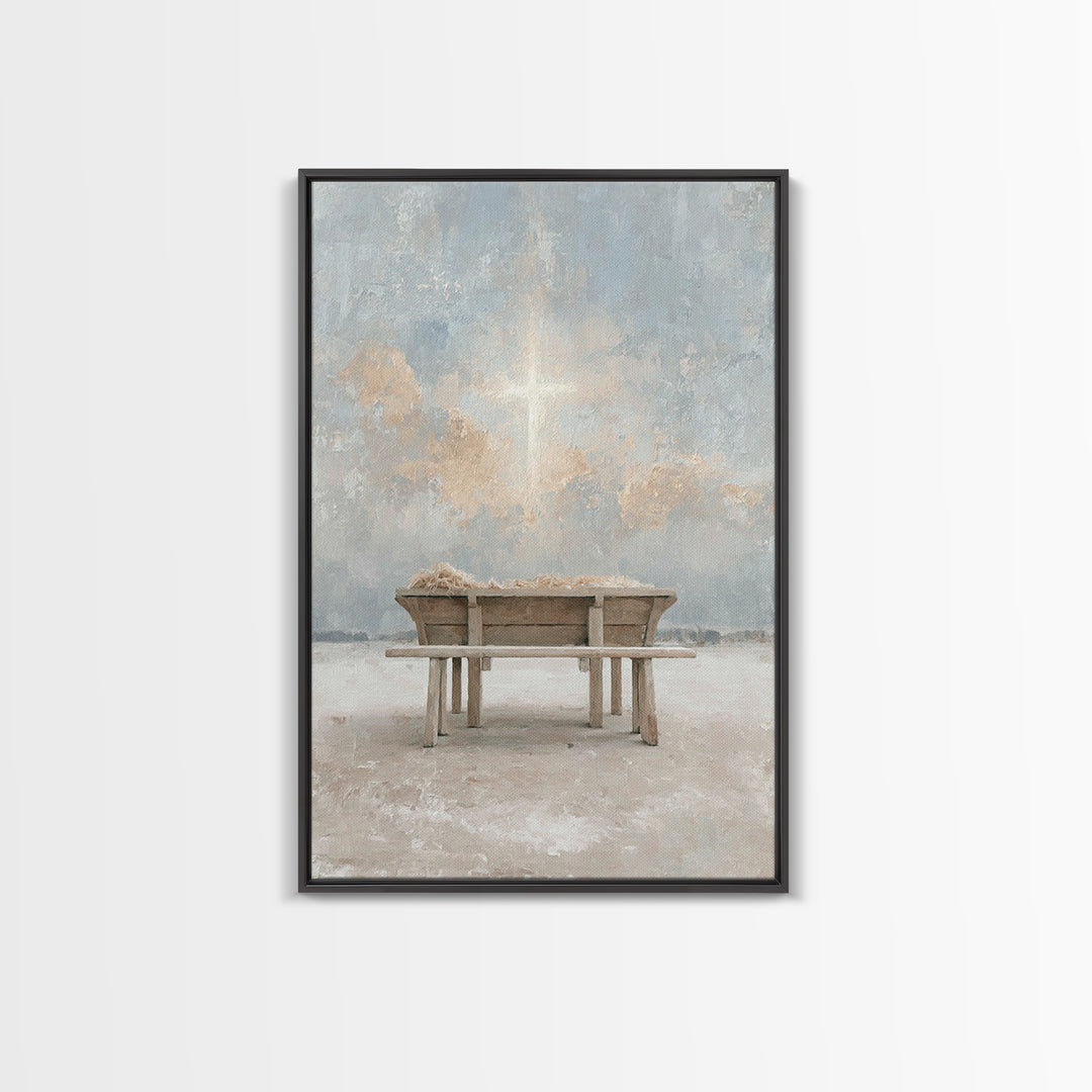 Divine Dawn Promise – Framed Canvas Print – Christmas Art – Christian Wall Art – Jesus Art – Christian Decor – Christian Art Canvas