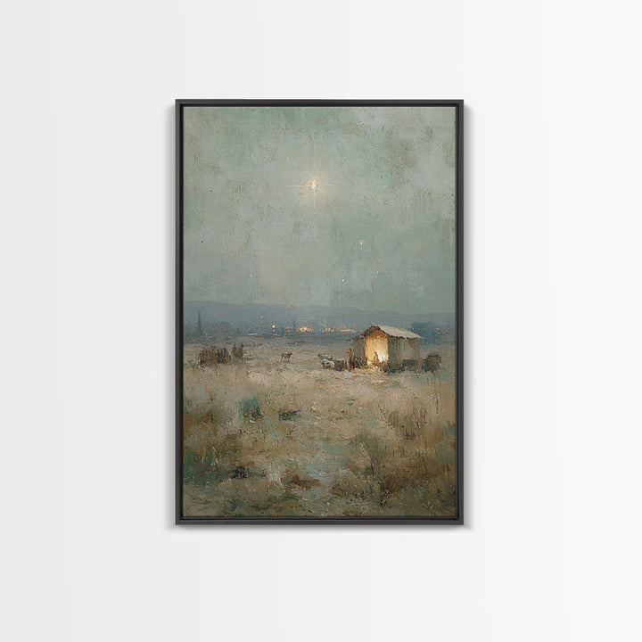 Holy Night Refuge – Framed Canvas Print – Christian Decor – Christian Art Canvas – Christian Wall Art – Jesus Art – Christmas Art