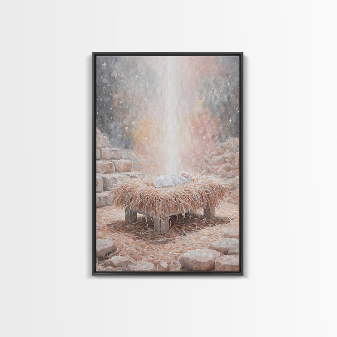 Sacred Night Hush – Framed Canvas Print – Jesus Art – Christian Decor – Christian Art Canvas – Christian Wall Art – Christmas Art