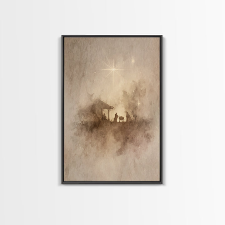 Adoration Starrise – Framed Canvas Print – Christmas Art – Christian Art Canvas – Christian Decor – Jesus Art – Christian Wall Art