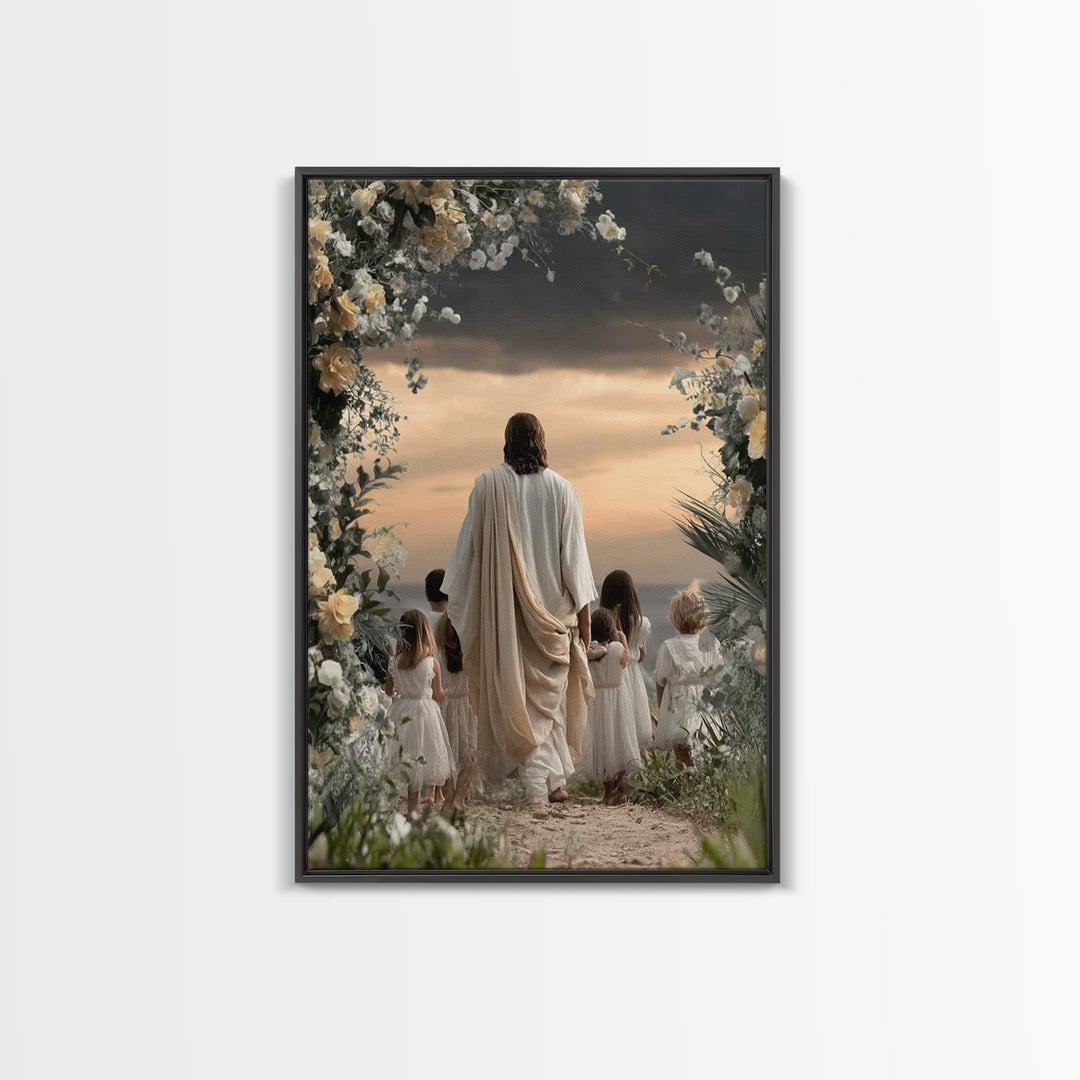 Heaven’s Gentle Walk – Framed Canvas Print – Jesus Painting – Christian Wall Art – Christian Art Canvas – Christian Decor – Christian Art
