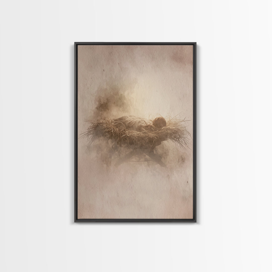 Manger Of Glory – Framed Canvas Print – Christian Christmas Art – Christian Art Canvas – Christian Wall Art – Jesus Painting – Christmas Ar