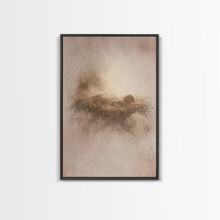 Manger Of Glory – Framed Canvas Print – Christian Christmas Art – Christian Art Canvas – Christian Wall Art – Jesus Painting – Christmas Ar