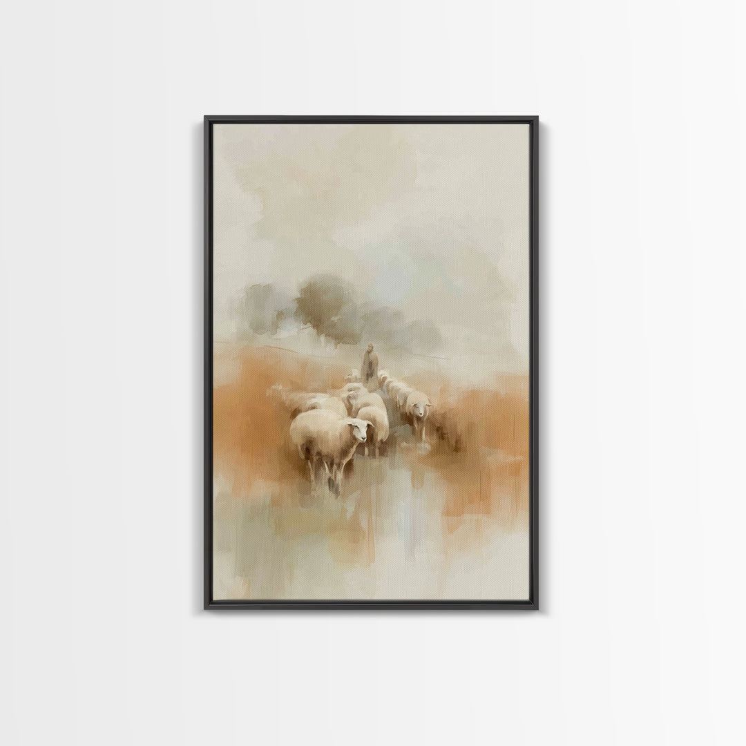 Guardian Of The Flock | Framed Canvas Print | Jesus Painting | Christian Wall Art | Christian Art Canvas | Christian Decor | Christian Chri
