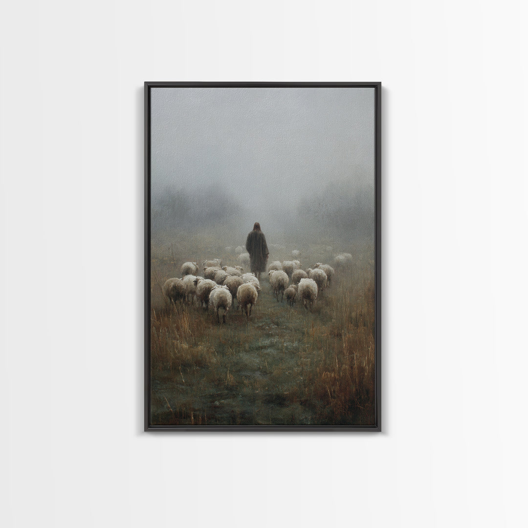 The Shepherd’s Road – Framed Canvas Print – Christian Art Canvas – Christian Wall Art – Jesus Painting – Moody Christian Art – Christian Gi