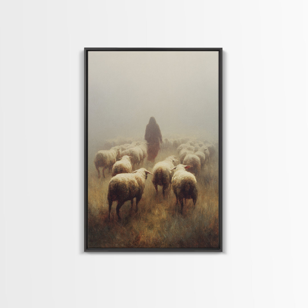 Fog Of Guidance | Framed Canvas Print | Christian Art Canvas | Christian Gift | Jesus Painting | Christian Wall Art | Moody Christmas Art