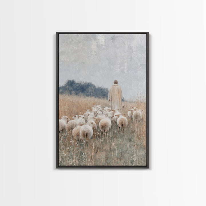 Shepherds Of Grace – Framed Canvas Print – Christian Wall Art – Modern Christian Painting – Jesus Art Print – Christian Decorations – Chris