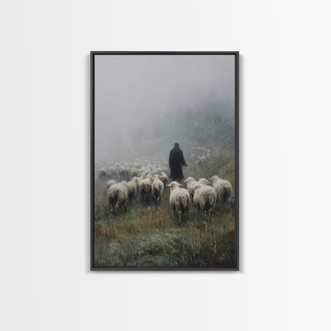 Still Pasture Calm, Framed Canvas Print, Christian Art Work, Large Christian Art, Jesus Painting, Christian Art Canvas, Christian Gift Idea