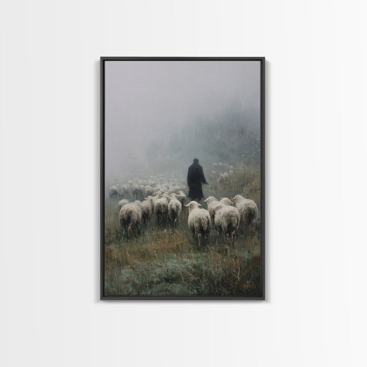 Still Pasture Calm, Framed Canvas Print, Christian Art Work, Large Christian Art, Jesus Painting, Christian Art Canvas, Christian Gift Idea