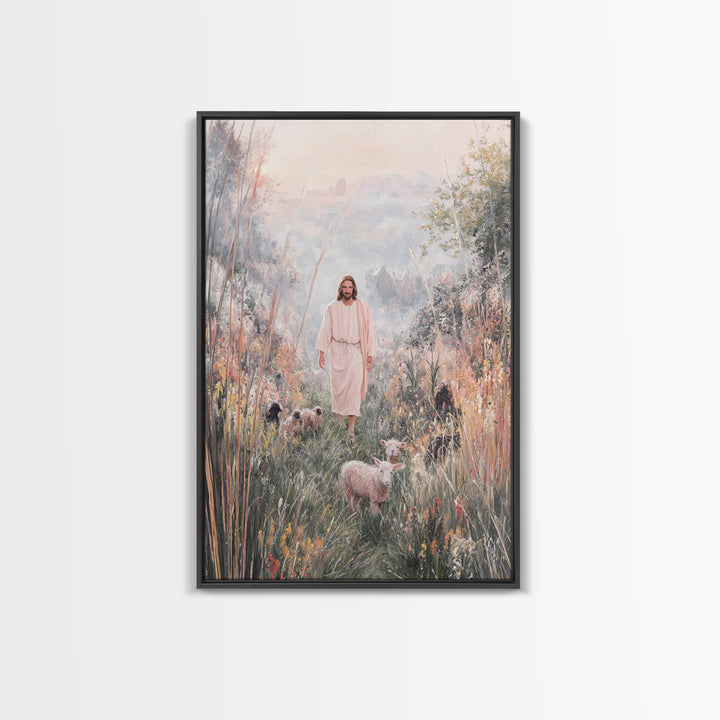 Dawn Shepherd Light, Framed Canvas Print, Christian Art Print, Jesus Art Print, Christian Wall Art, Unique Christian Art, Christian Christm