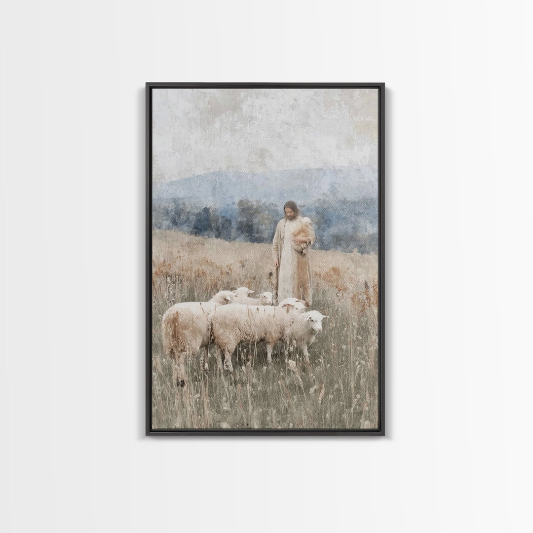 Shepherds Of Peace – Framed Canvas Print – Christian Wall Art – Jesus Painting – Christian Decor – Pastoral Scenery – Christian Art Canvas