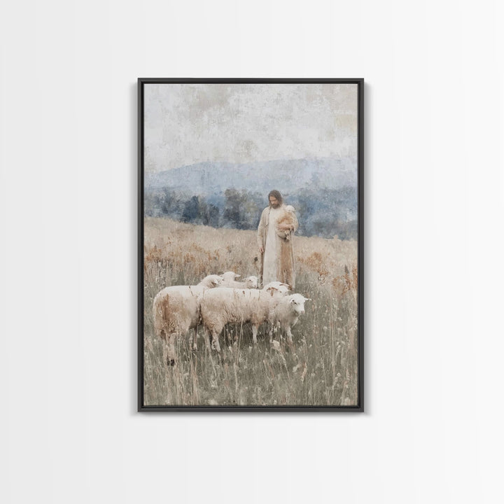Shepherds Of Peace – Framed Canvas Print – Christian Wall Art – Jesus Painting – Christian Decor – Pastoral Scenery – Christian Art Canvas
