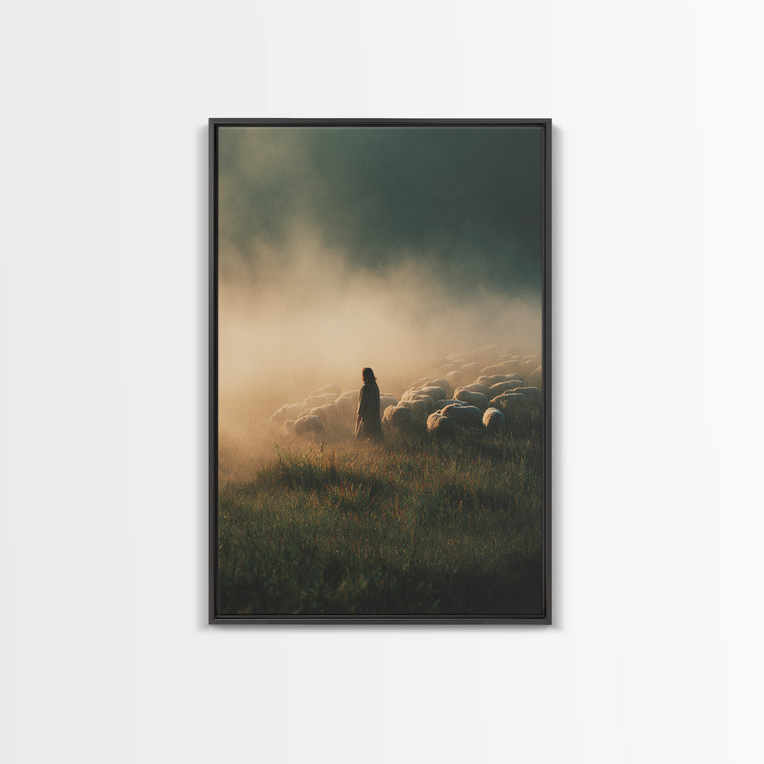 Dawn Of Guidance – Framed Canvas Print – Christian Wall Art – Large Jesus Painting – Christian Art Canvas – Christian Christmas Art – Chris