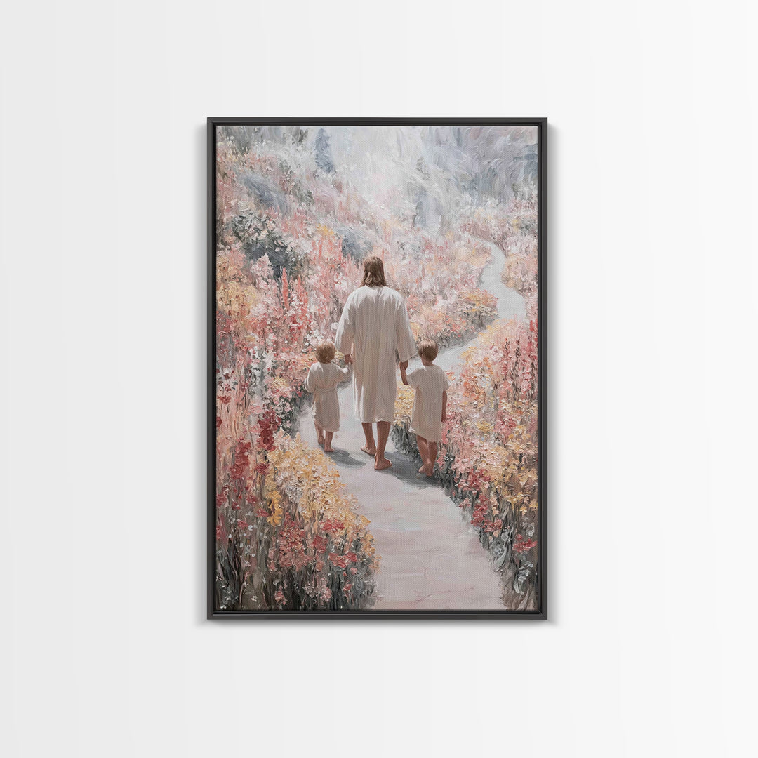 Wildflower Journey, Framed Canvas Print, Christian Art Canvas, Christian Wall Art, Jesus Painting, Subtle Christian Art, Christian Decorati