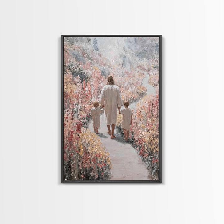 Wildflower Journey, Framed Canvas Print, Christian Art Canvas, Christian Wall Art, Jesus Painting, Subtle Christian Art, Christian Decorati