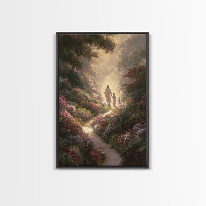 Footsteps Of Heaven | Framed Canvas Print | Christian Christmas Art | Jesus Painting | Christian Wall Art | Christian Art Canvas | Christma