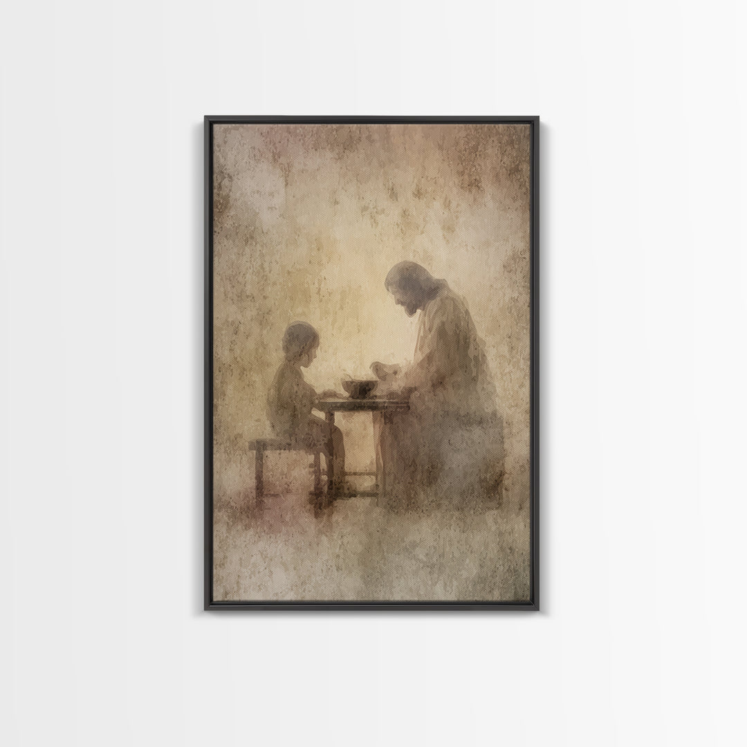 Quiet Communion – Framed Canvas Print – Christian Wall Art – Christian Art Canvas – Jesus Painting – Minimalist Christian Art – Christian D