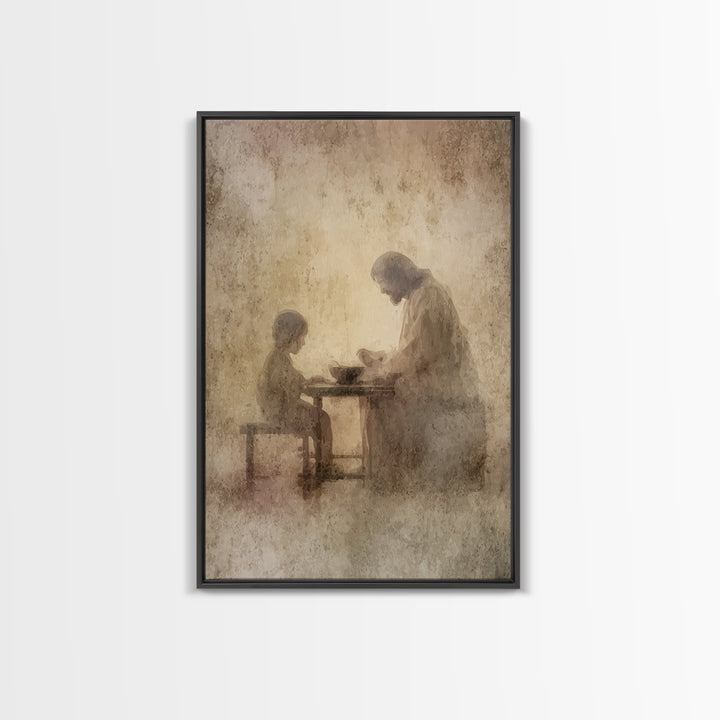 Quiet Communion – Framed Canvas Print – Christian Wall Art – Christian Art Canvas – Jesus Painting – Minimalist Christian Art – Christian D