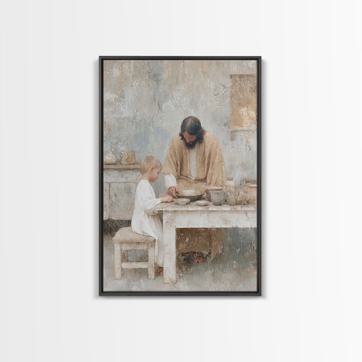 Humble Teaching – Framed Canvas Print – Christian Wall Art – Christian Art Canvas – Jesus Painting – Vintage Christian Art – Christian Home