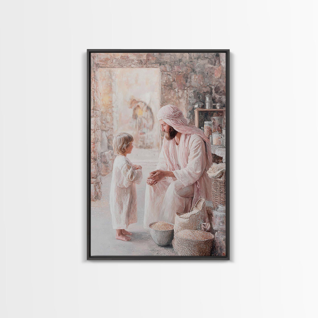 Gentle Provision – Framed Canvas Print – Christian Wall Art – Jesus Painting – Christian Art Canvas – Rustic Christian Art – Christian Deco