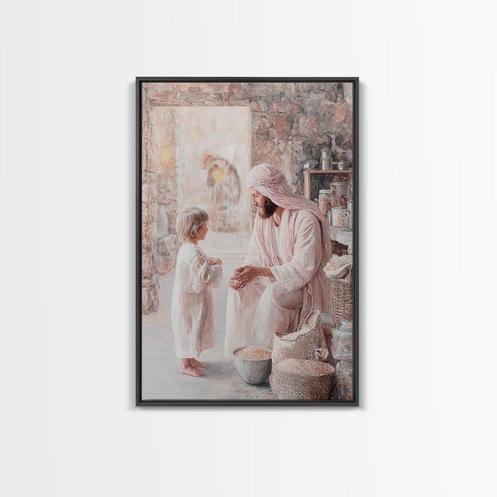 Gentle Provision – Framed Canvas Print – Christian Wall Art – Jesus Painting – Christian Art Canvas – Rustic Christian Art – Christian Deco