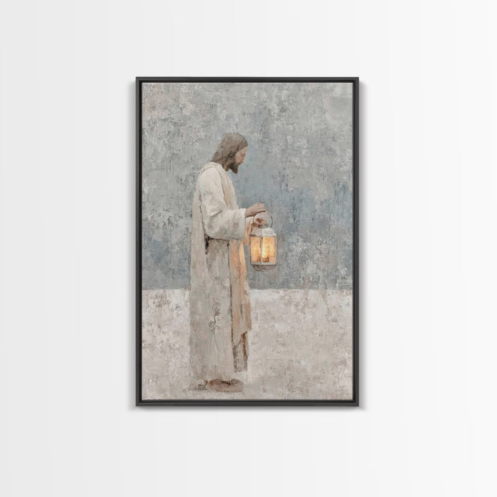 Soft Dawn Light – Framed Canvas Print – Christian Wall Art – Christian Art Canvas – Jesus Painting – Minimalist Christian Art – Christian D