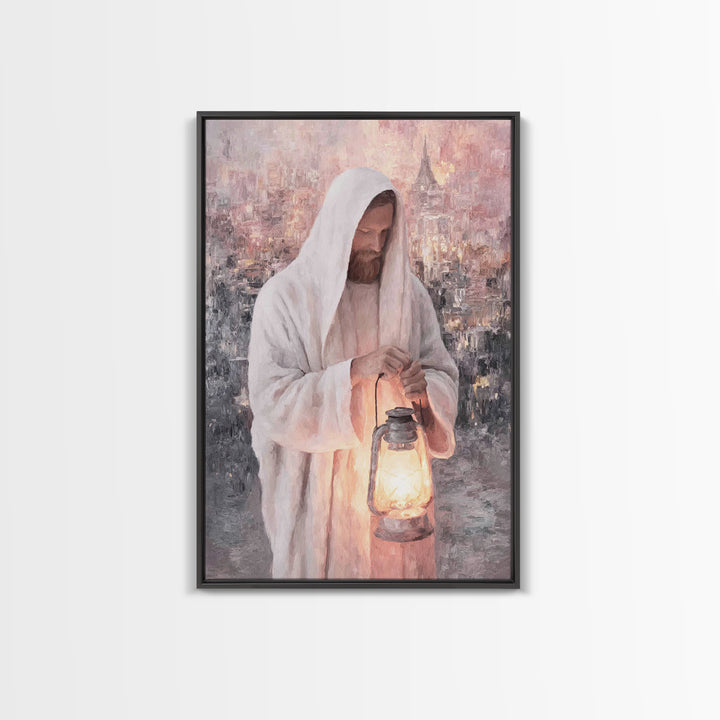 City Of Light – Framed Canvas Print – Christian Wall Art – Jesus Painting – Christian Art Canvas – Modern Christian Art – Christian Gift Id