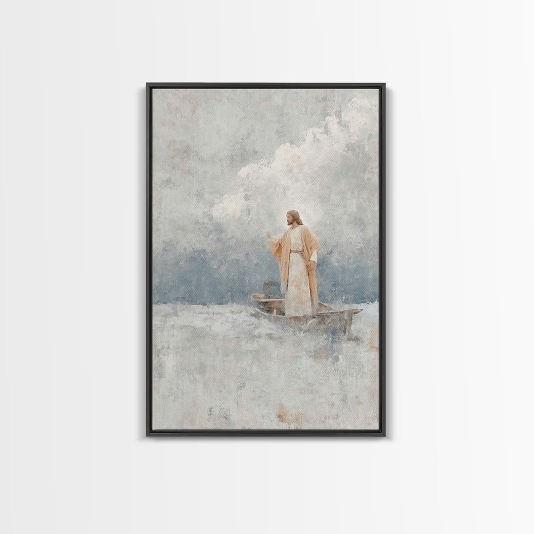 Master Of Seas – Framed Canvas Print – Christian Wall Art – Christian Art Canvas – Jesus Painting – Large Christian Art – Christian Decorat