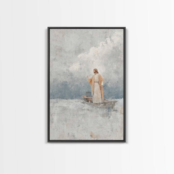 Master Of Seas – Framed Canvas Print – Christian Wall Art – Christian Art Canvas – Jesus Painting – Large Christian Art – Christian Decorat
