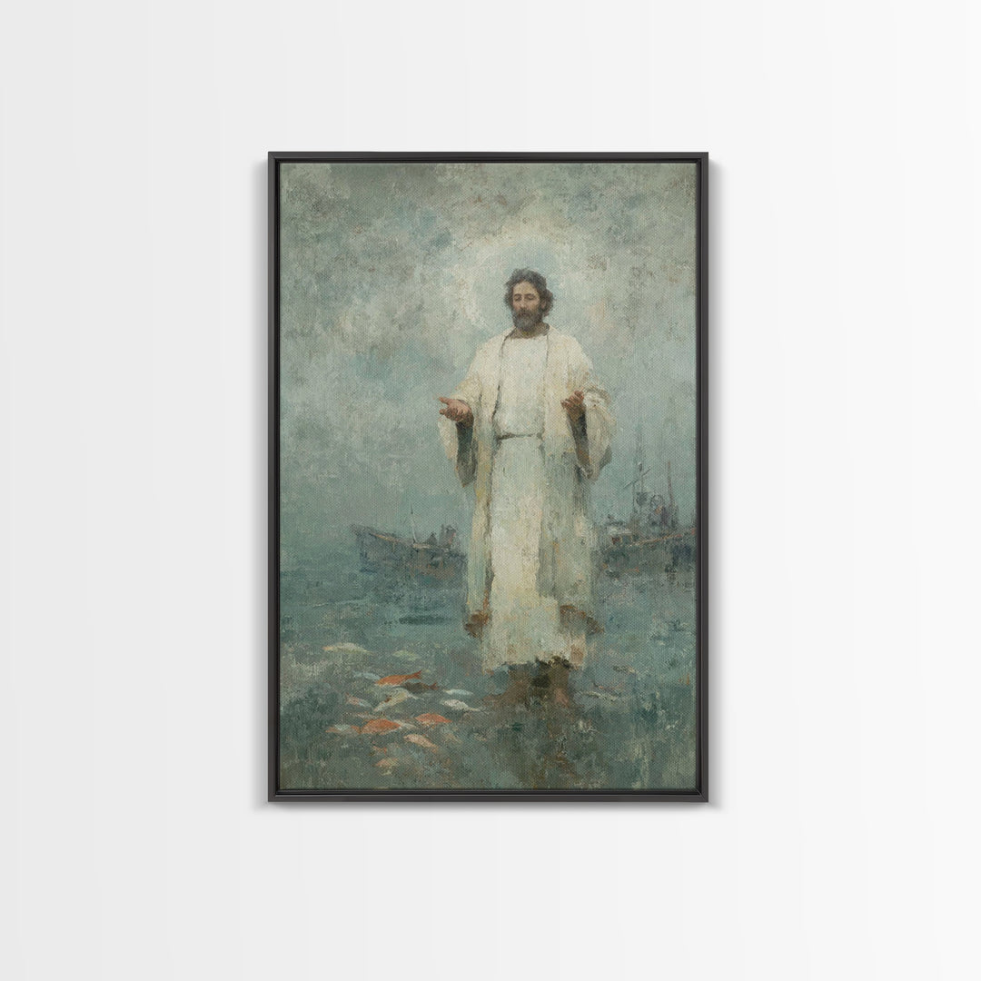 Divine Calling – Framed Canvas Print – Christian Wall Art – Christian Art Canvas – Jesus Painting – Vintage Christian Art – Christian Art W