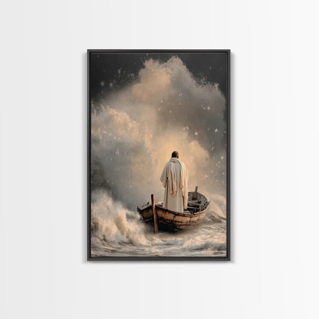 Stormfront Messiah – Framed Canvas Print – Christian Wall Art – Jesus Painting – Modern Christian Art – Christian Decor – Christmas Art