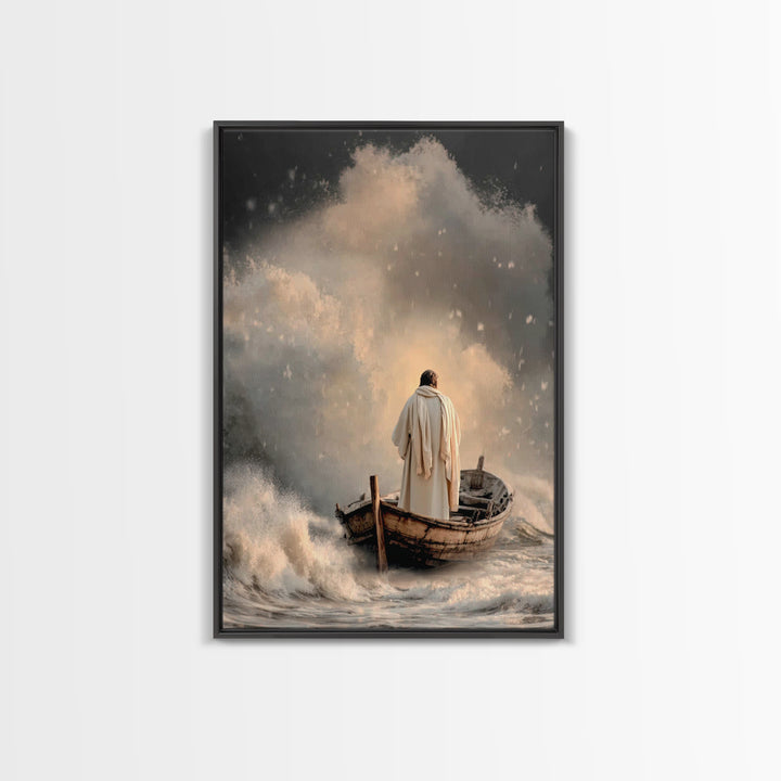 Stormfront Messiah – Framed Canvas Print – Christian Wall Art – Jesus Painting – Modern Christian Art – Christian Decor – Christmas Art