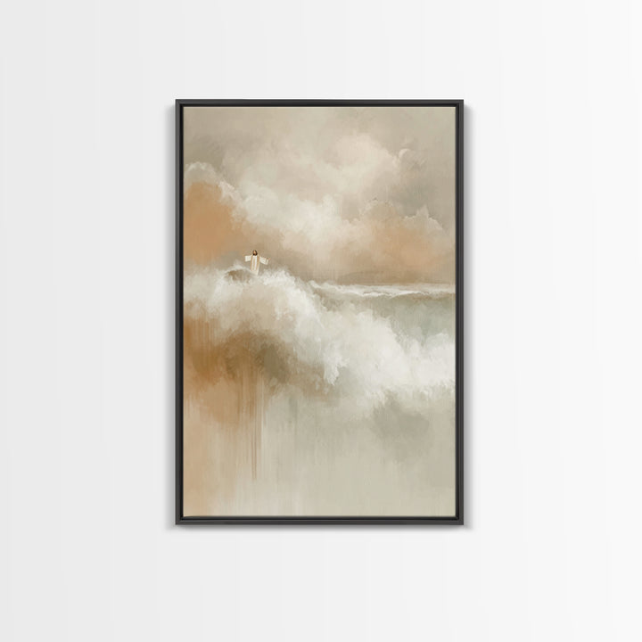 Divine Stillness, Framed Canvas Print, Christian Art Print, Jesus Canvas Art, Subtle Christian Art, Christian Wall Art, Christmas Art Print
