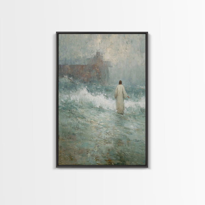 Heavenly Calm, Framed Canvas Print, Christian Decorations, Jesus Painting Canvas, Moody Christian Art, Large Christian Art, Christmas Art F
