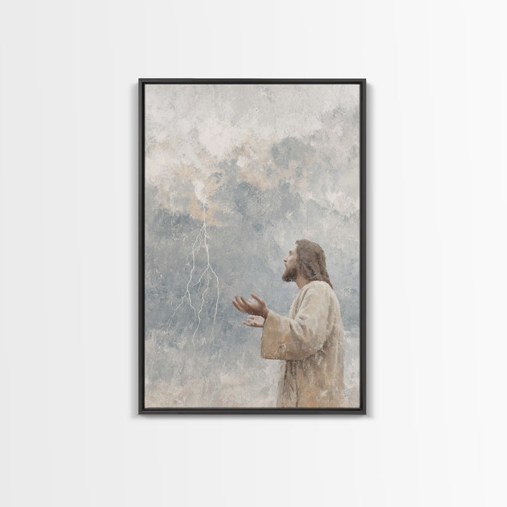 Stormward Prayer – Framed Canvas Print – Christian Decor – Jesus Painting Canvas – Christian Art Work – Modern Christian Art – Christmas Ar